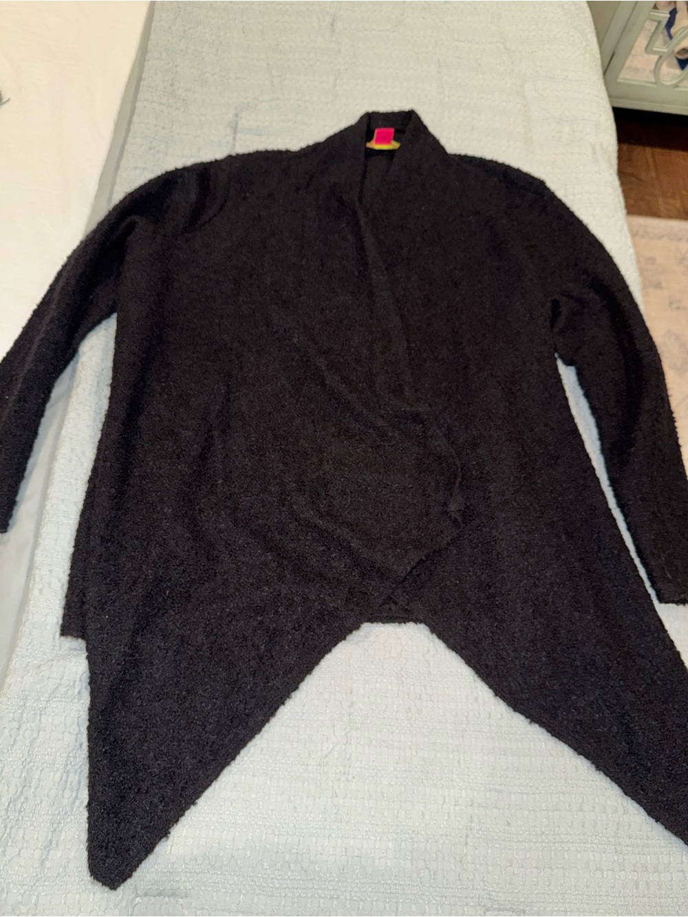 Sunny Leigh Black Asymmetric Open-Front Cardigan